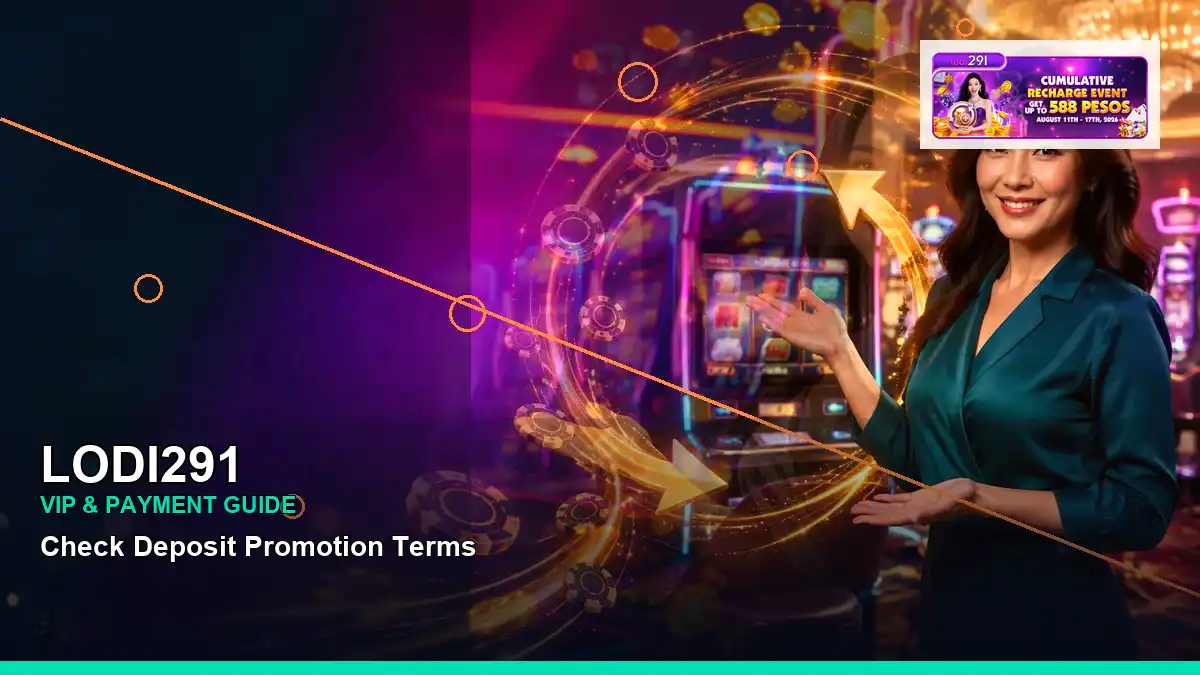 LODI291 casino cashback rewards featuring an adult Filipina casino host with a right-framed composition